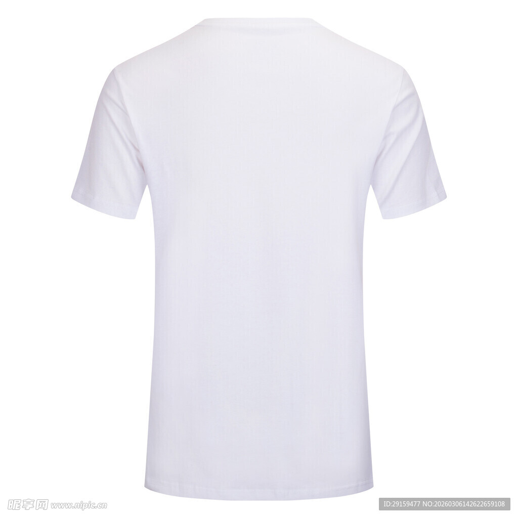 白色纯棉短袖T恤背面