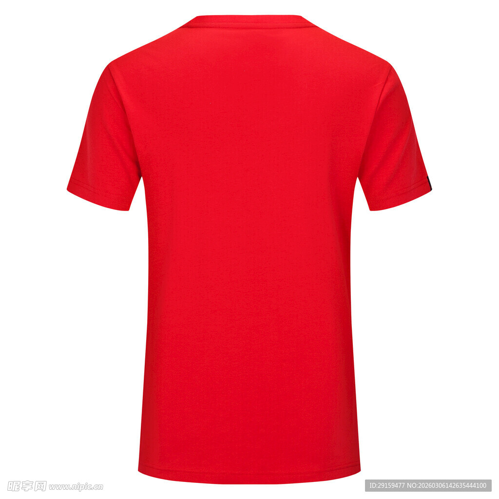 红色纯棉短袖T恤背面