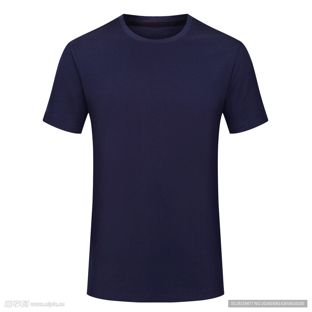 深蓝色纯棉短袖T恤