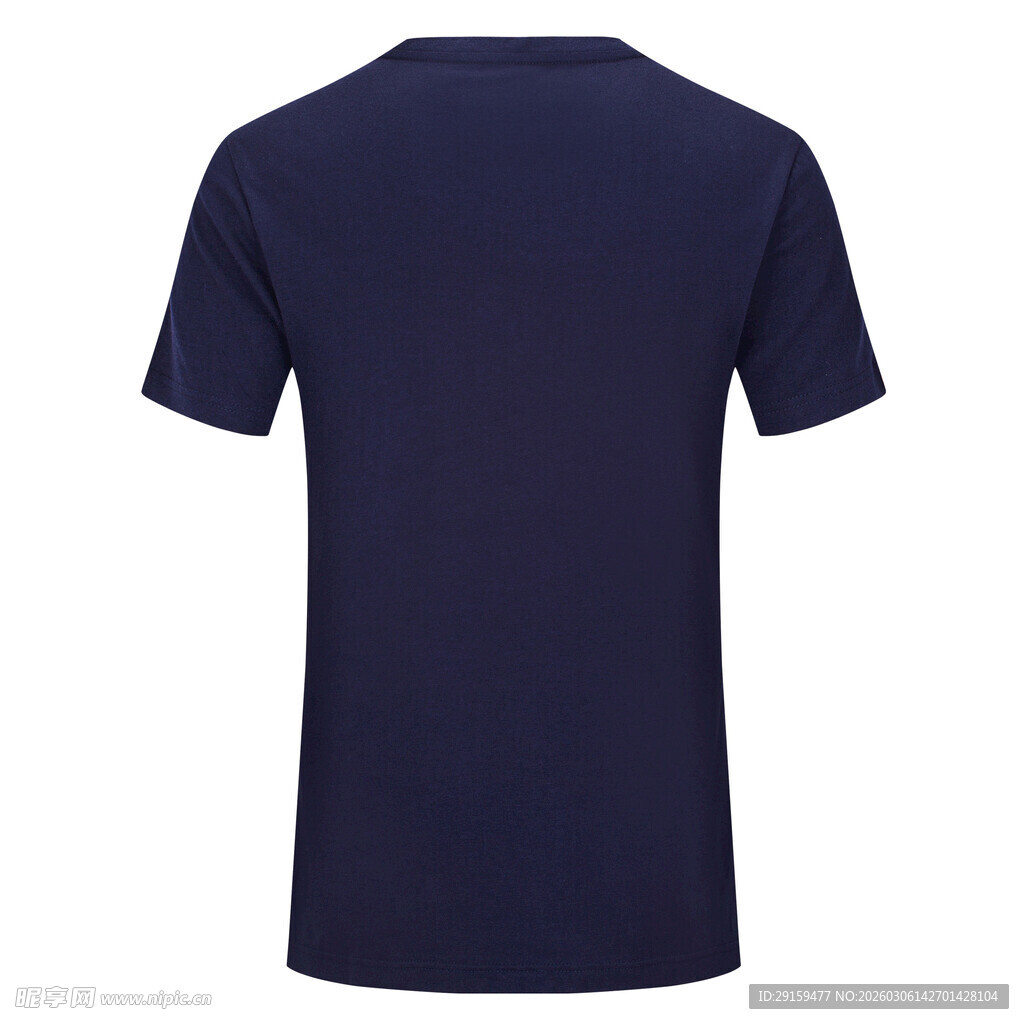 深蓝色短袖T恤背面展示