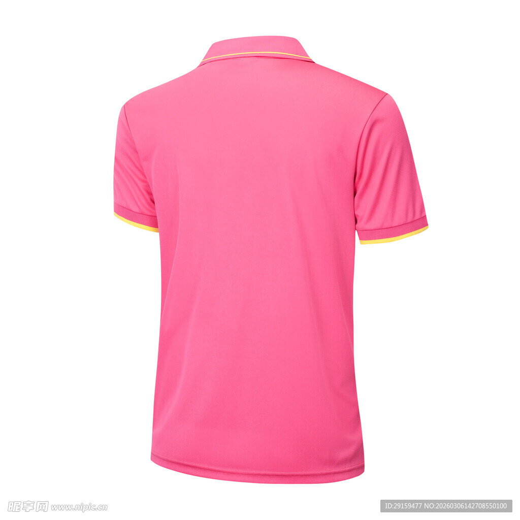 粉色短袖polo衫背面展示