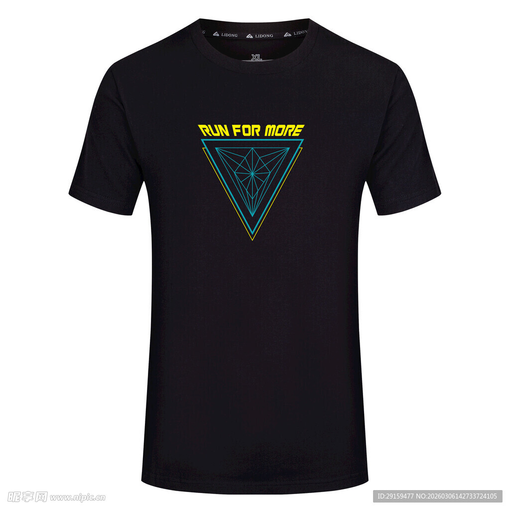 黑色个性三角图案T恤