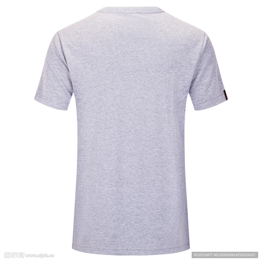 浅灰色短袖T恤背面展示