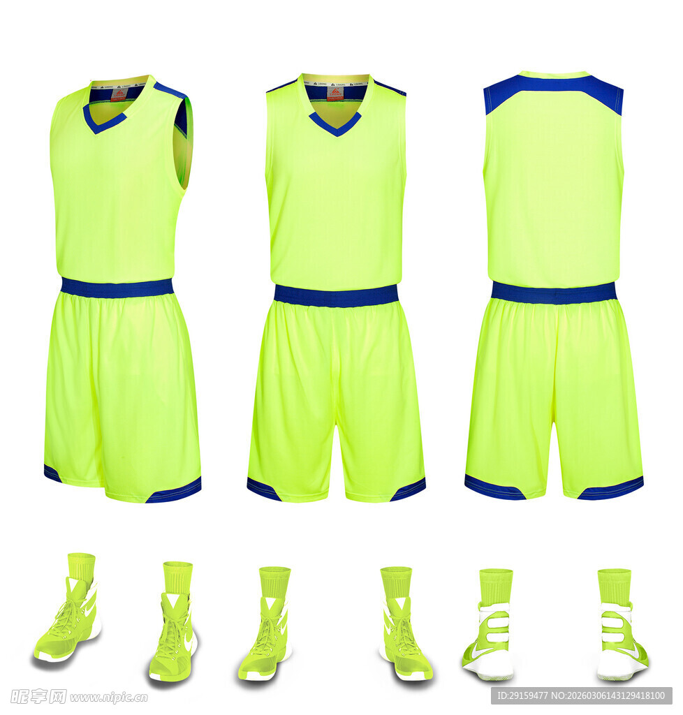 荧光绿篮球运动套装展示