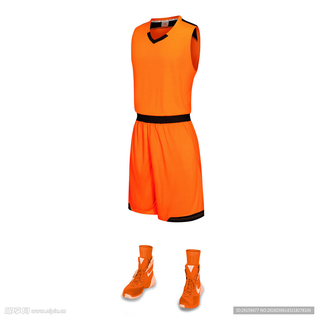 橙色篮球套装及球鞋展示