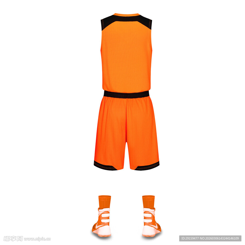橙色篮球运动套装及球鞋