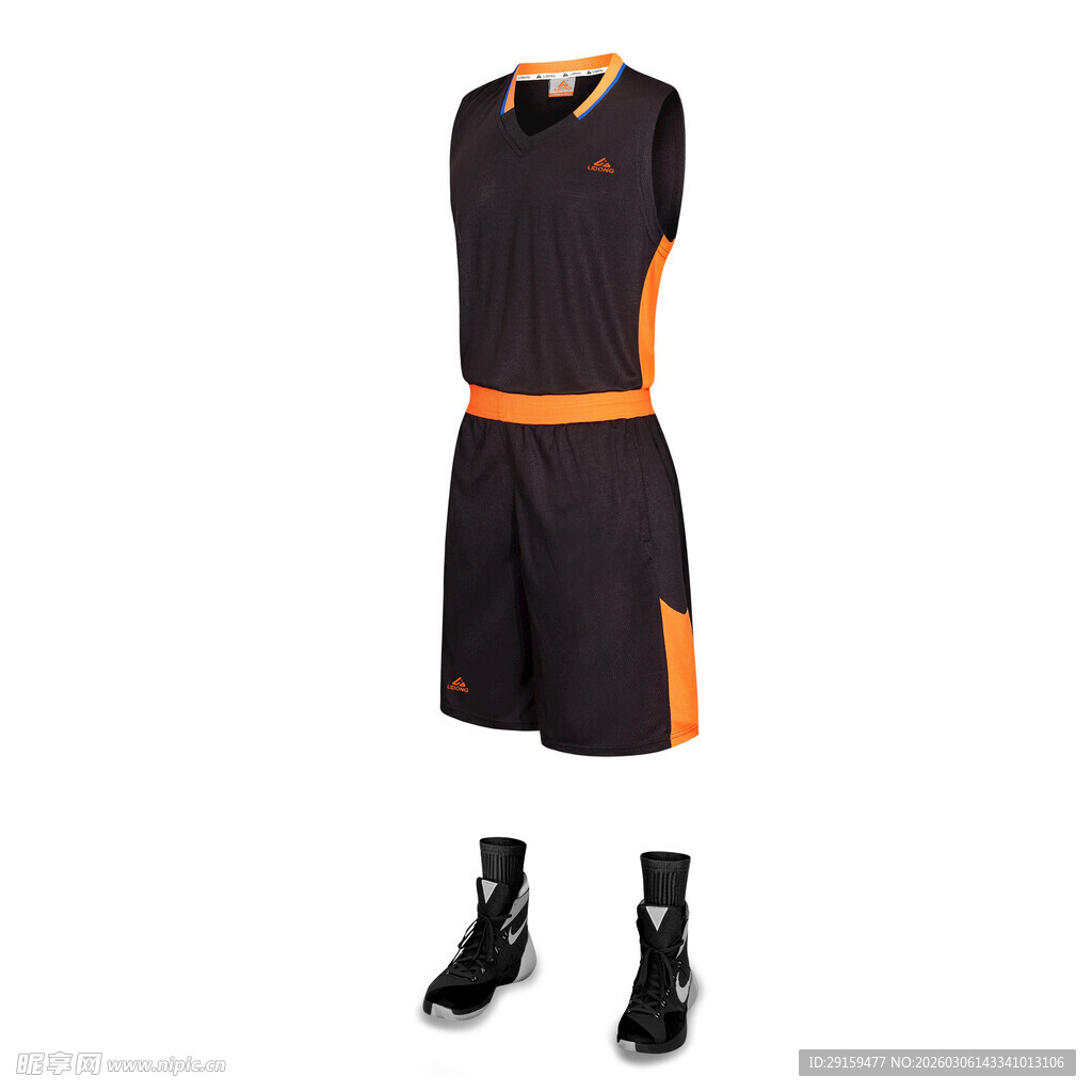 黑色橙边篮球运动套装