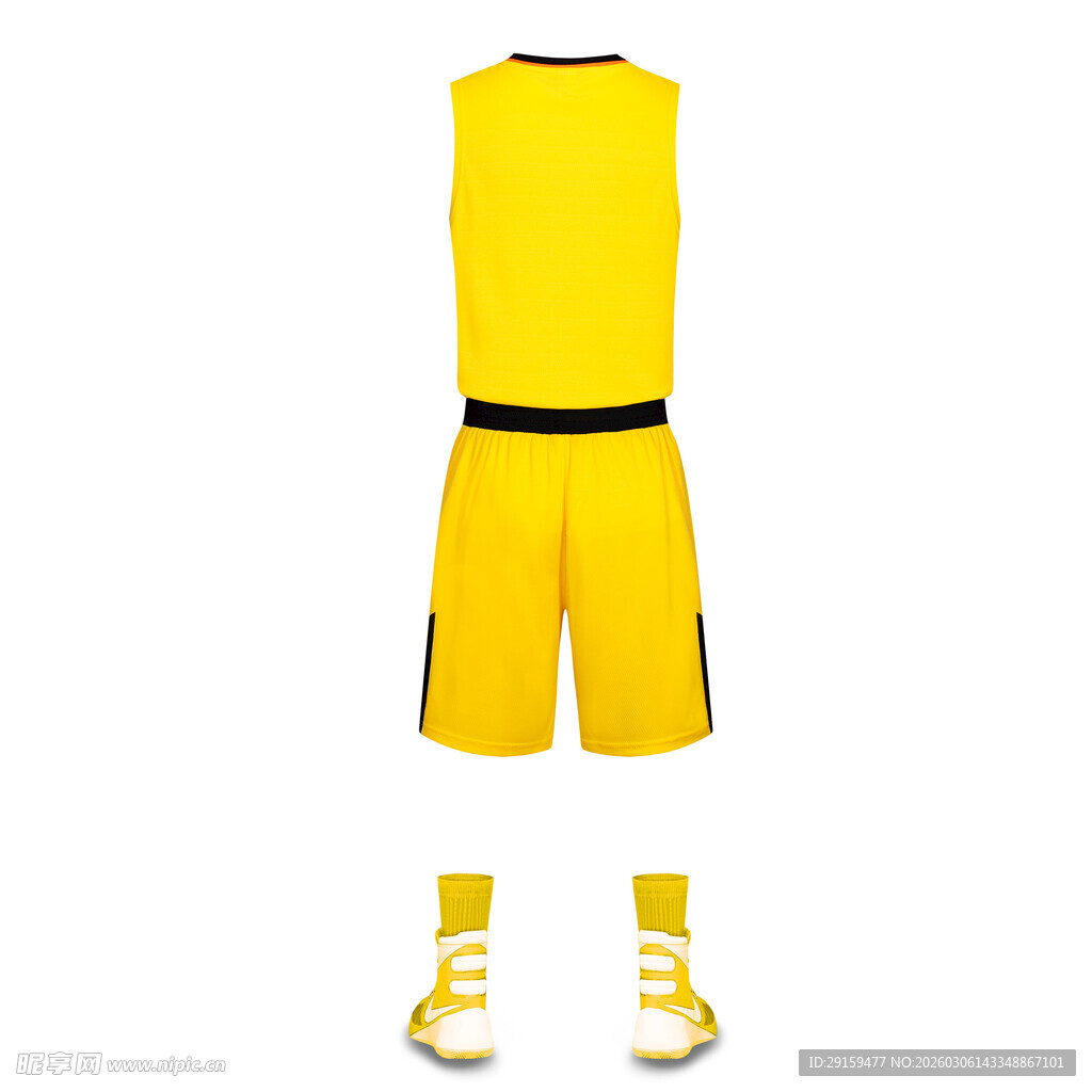 黄色篮球运动套装及鞋
