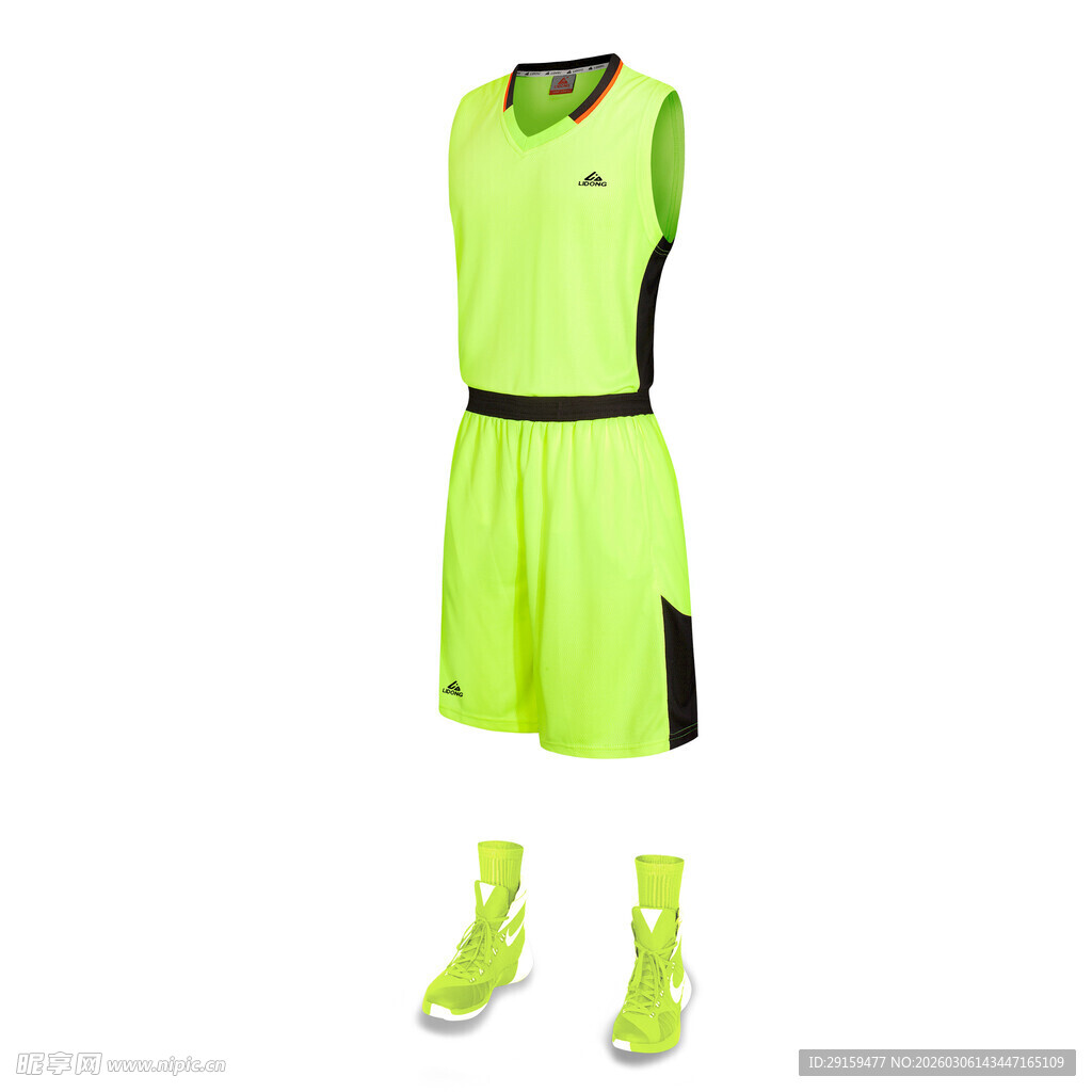 荧光绿篮球运动套装