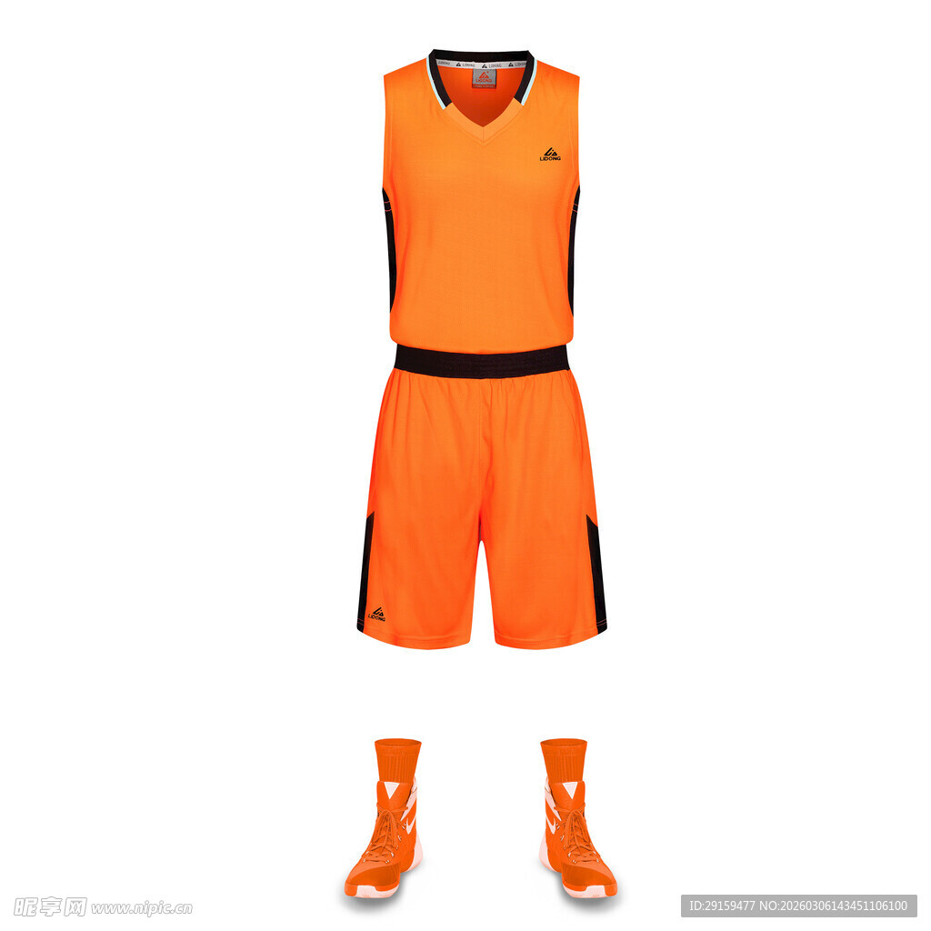 橙色篮球运动套装展示