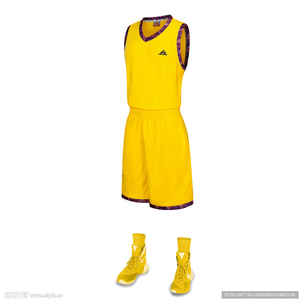 黄色篮球运动套装及战靴