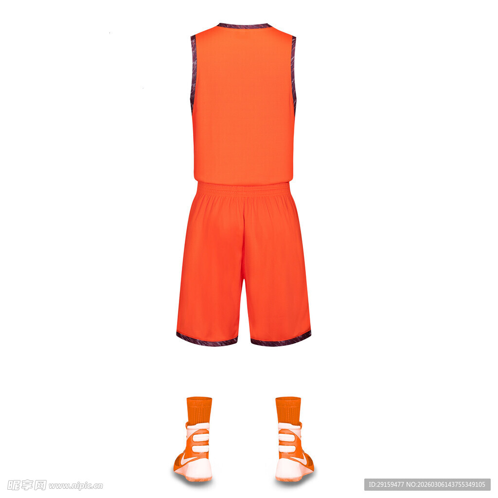 橙色篮球运动套装及球鞋