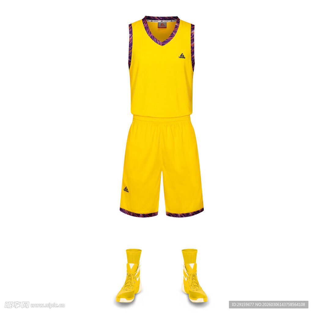 黄色篮球运动套装展示