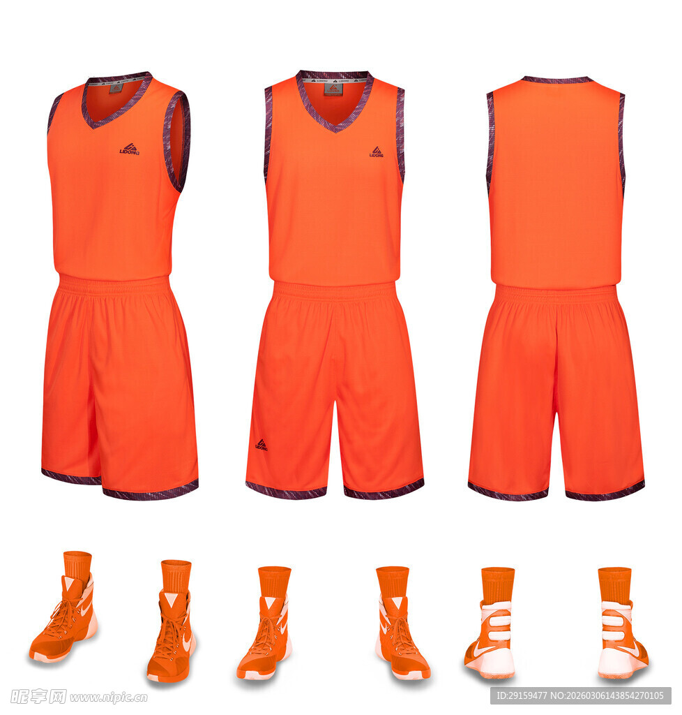 橙色篮球运动套装及鞋