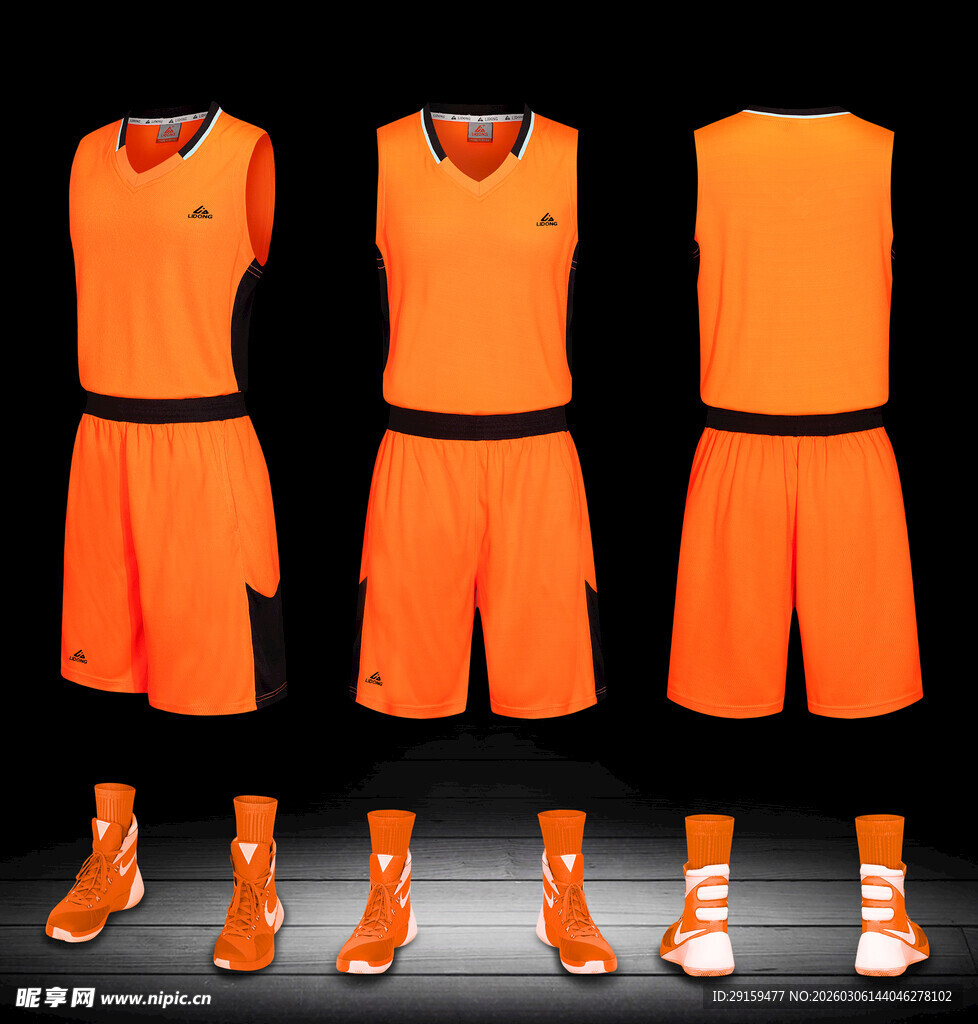 橙色篮球运动套装展示
