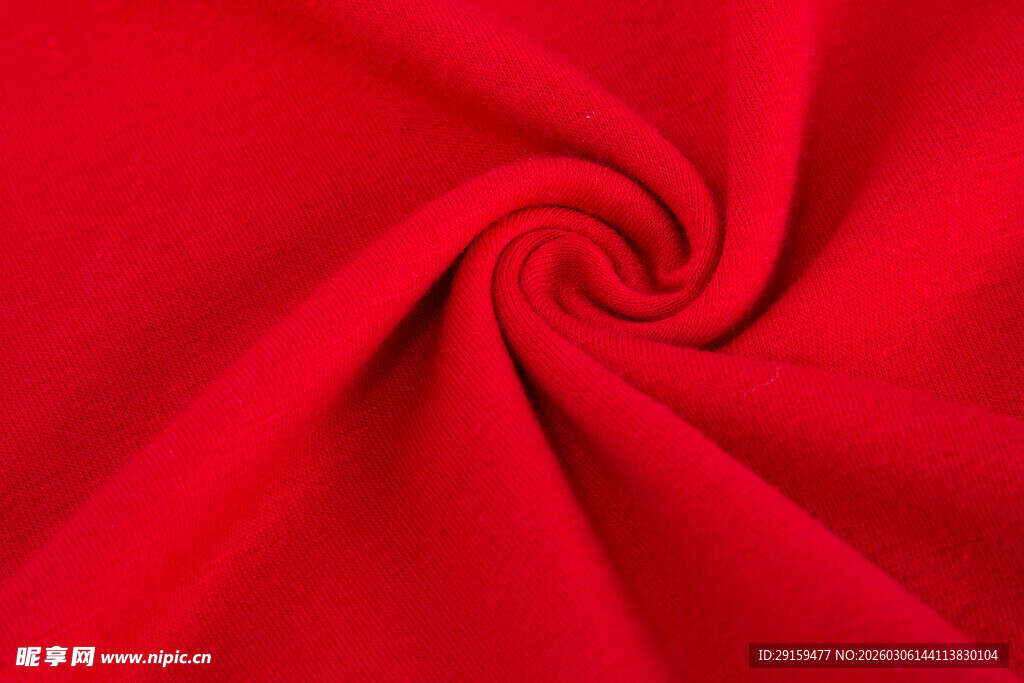红色螺旋褶皱布料纹理