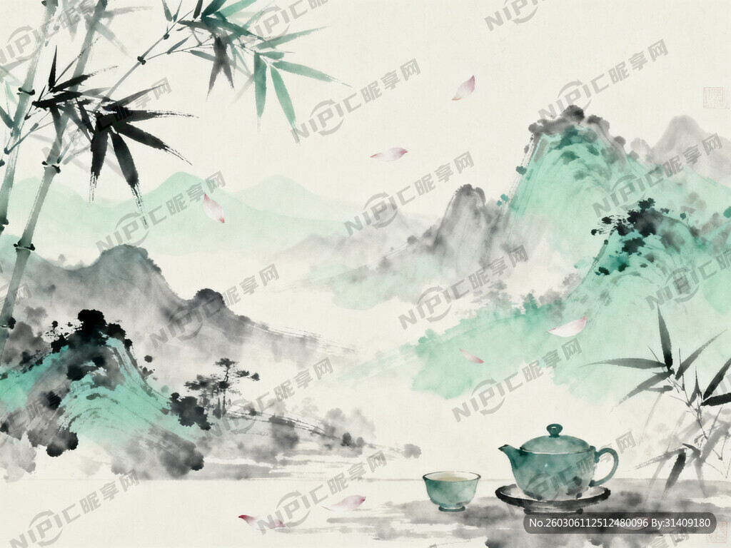 茶室装饰壁纸  带诗意