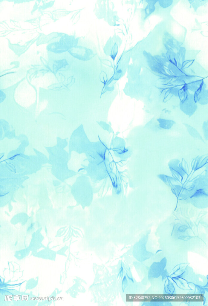 淡蓝色梦幻花卉纹理背景
