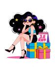 时尚女孩与多彩礼物
