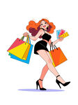 时尚女子满载购物成果