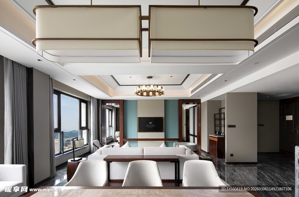 现代中式风格豪华会议室