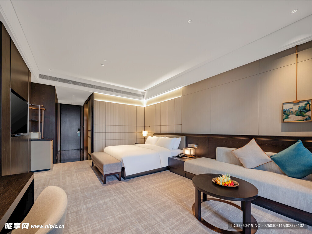 现代豪华酒店客房内景