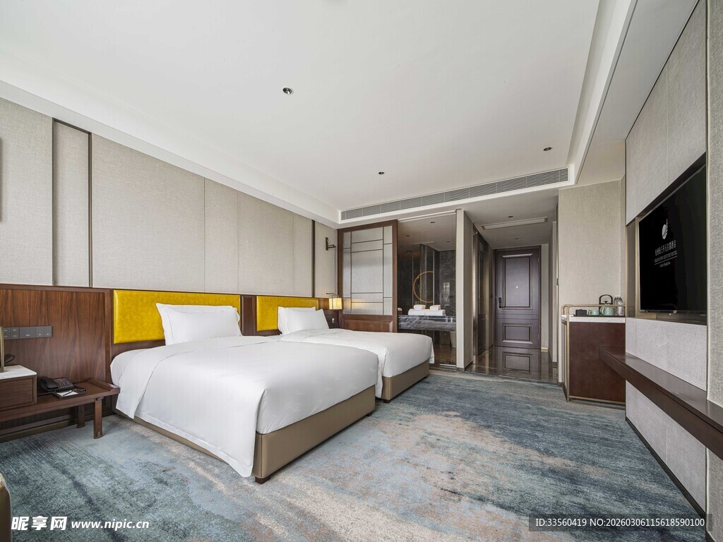 现代简约风格双床酒店客房