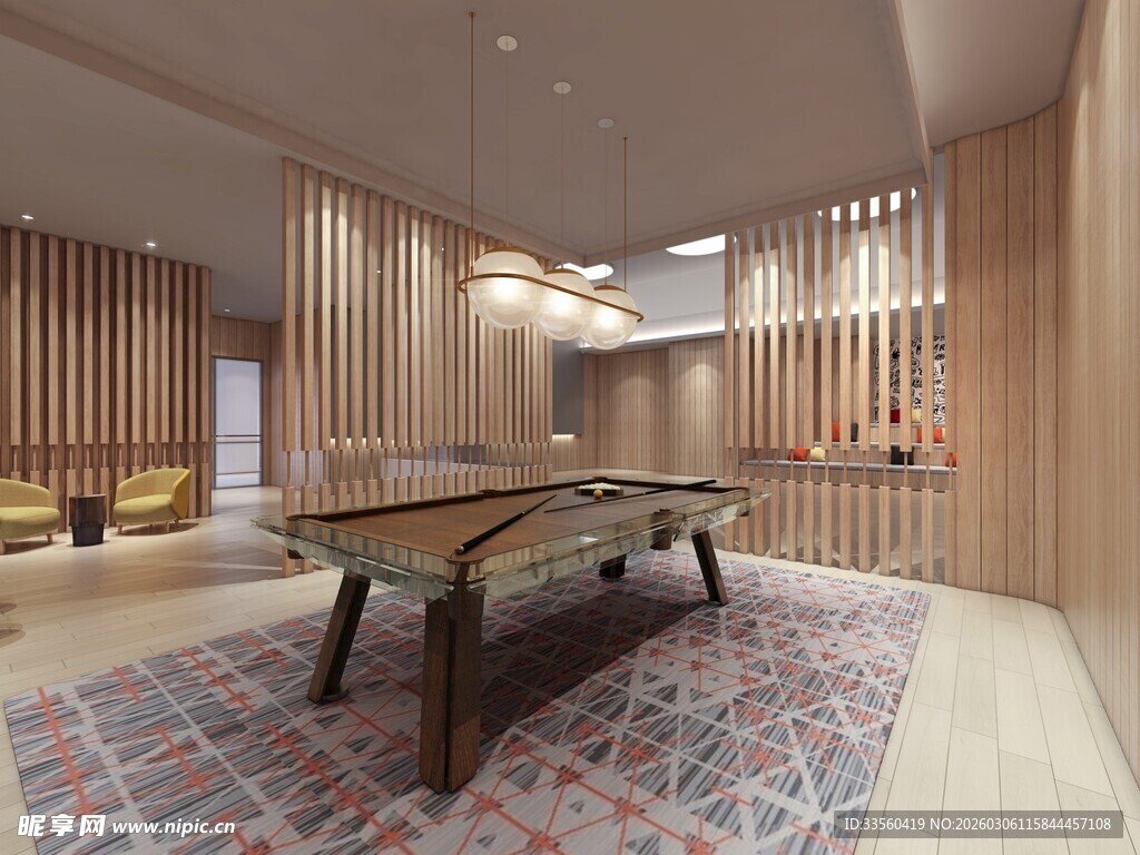 现代风格室内台球休闲空间