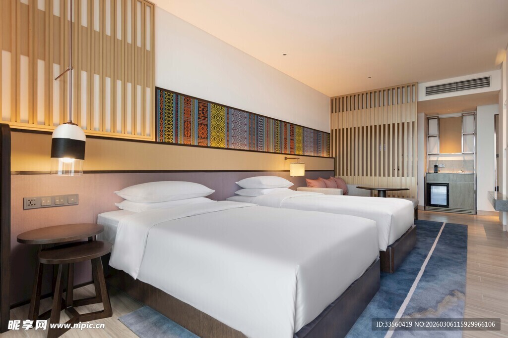 现代简约风格双床酒店客房