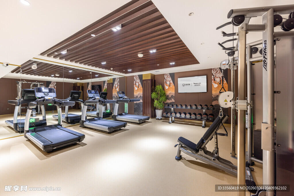 现代健身房内部器械展示