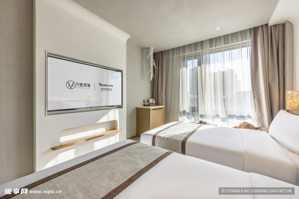 现代简约风格双床卧室