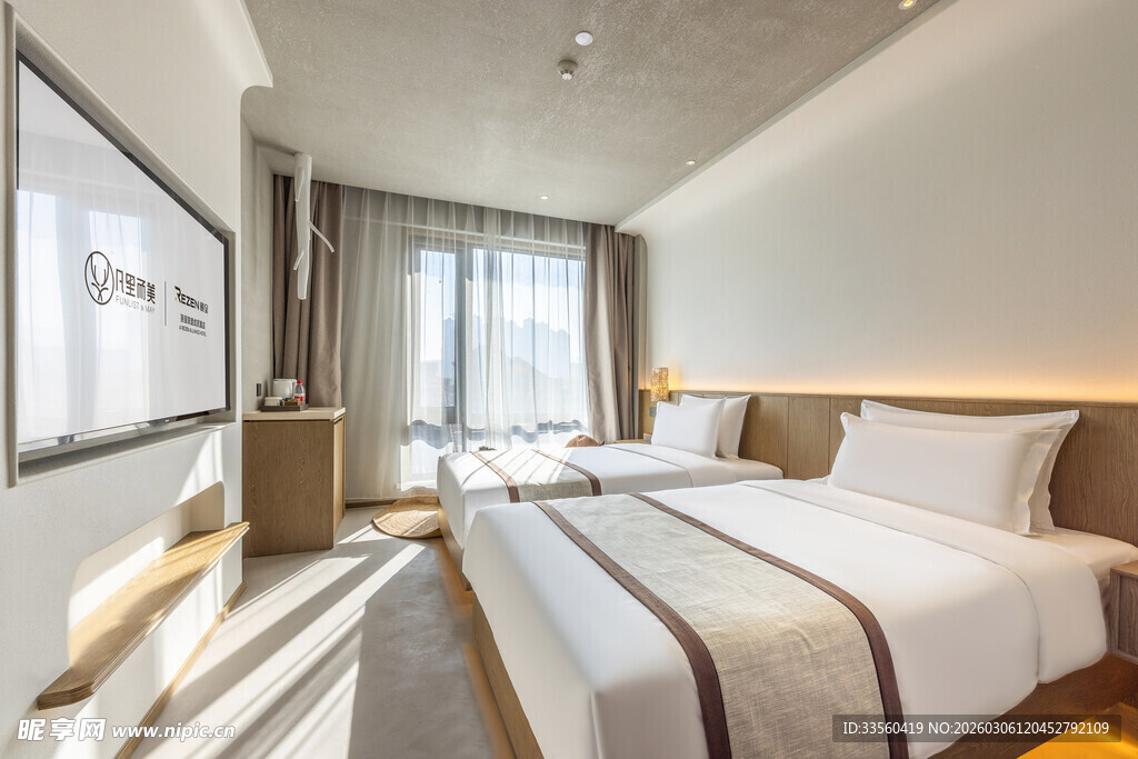 现代简约风格双床酒店客房