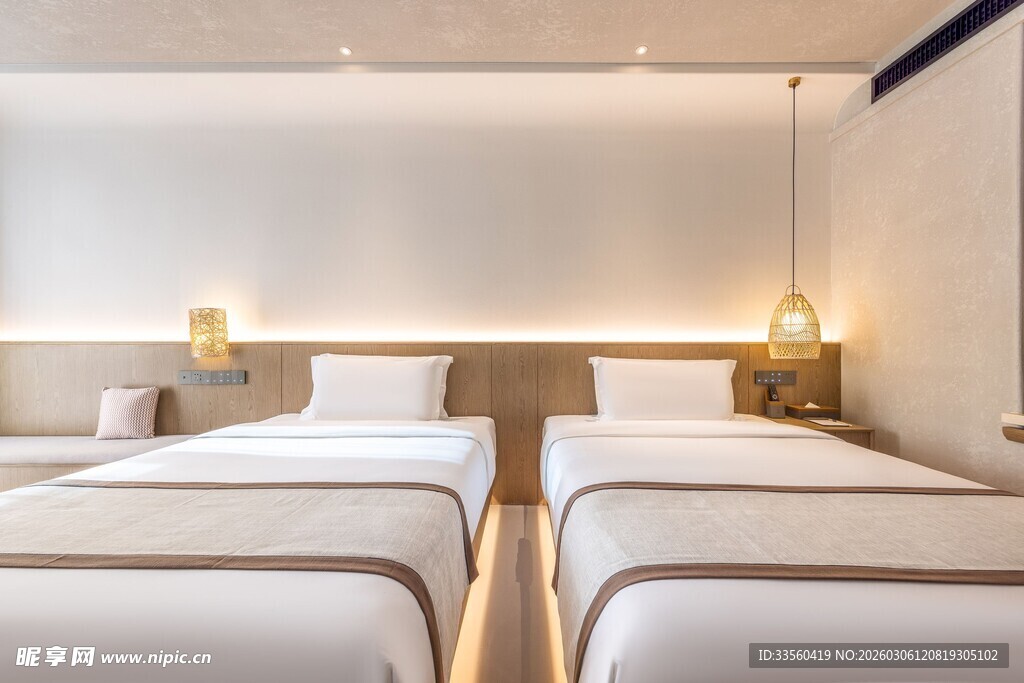 简约双床卧室温馨空间