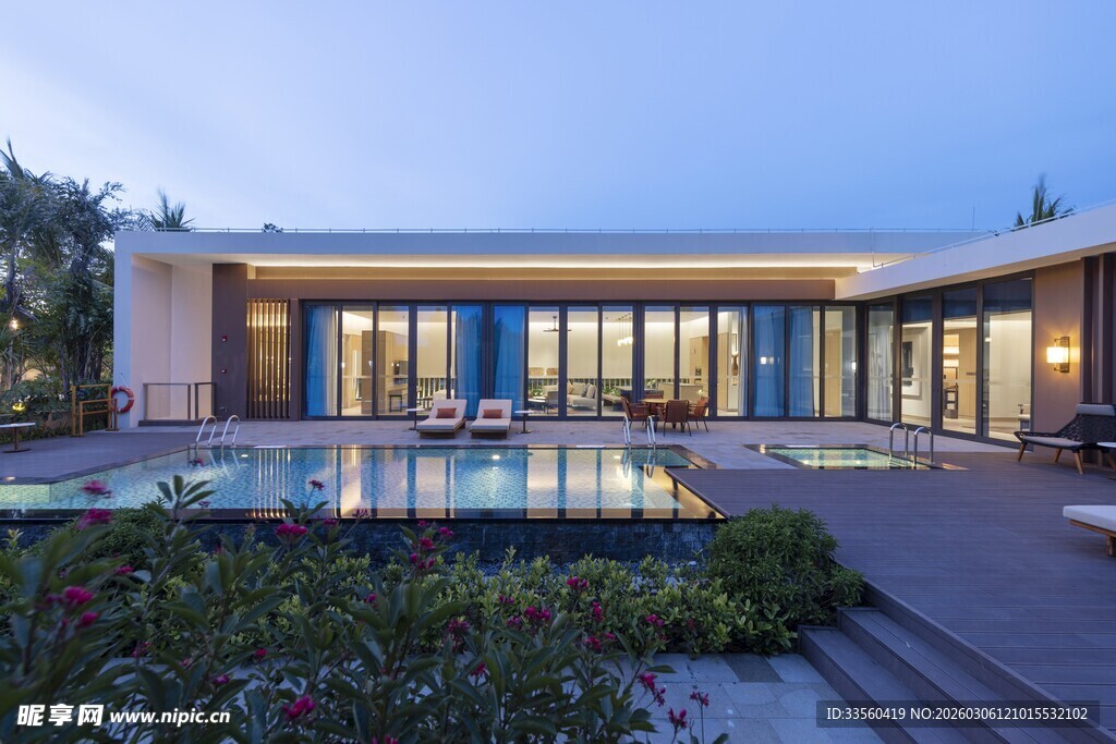 现代豪华庭院别墅景观