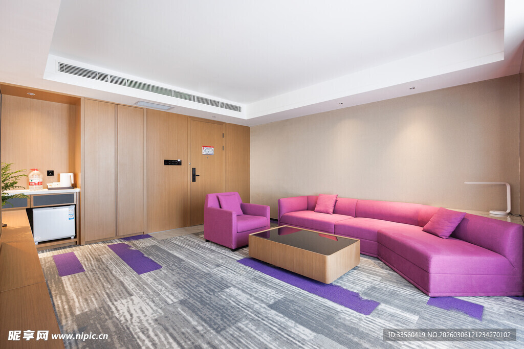 时尚紫色系现代客厅空间