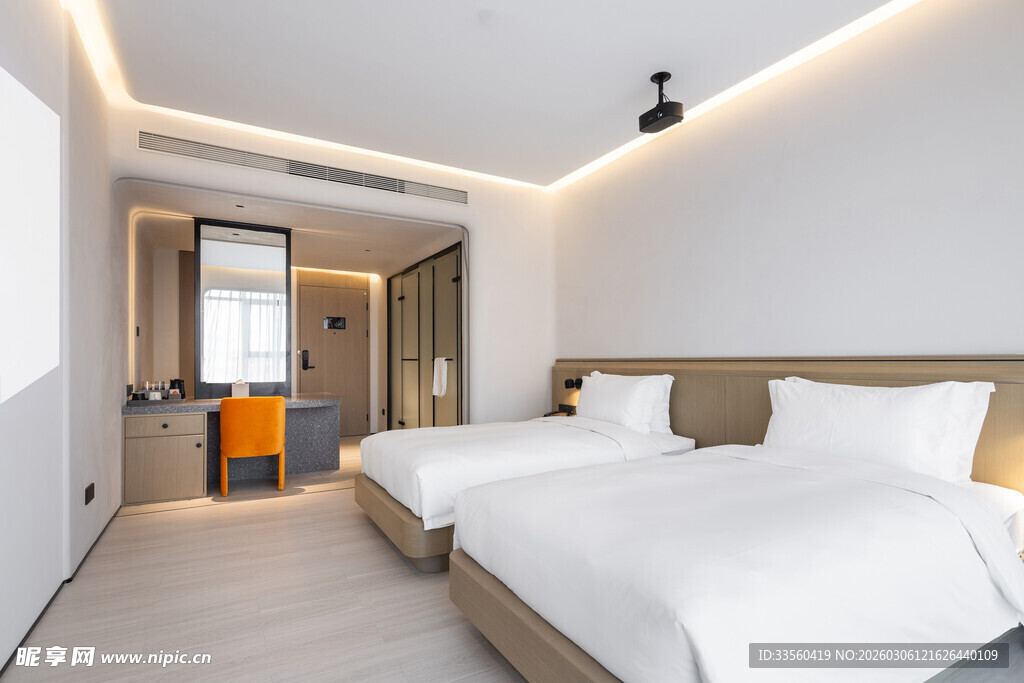 现代简约风双床酒店客房