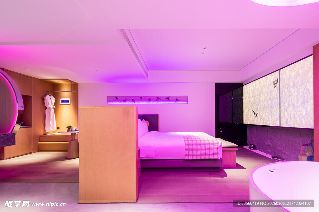 梦幻紫色系现代卧室空间