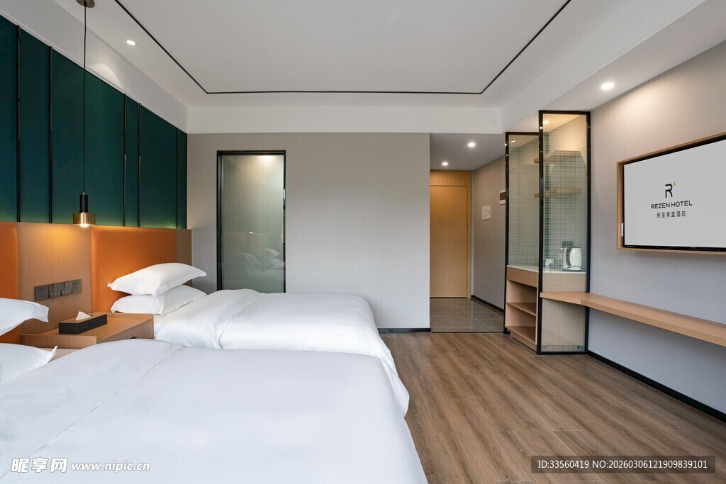 现代简约风格双床酒店客房