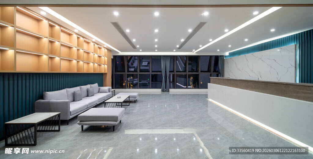 现代宽敞的办公接待大厅