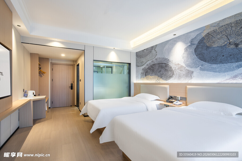 现代简约风格双床酒店客房