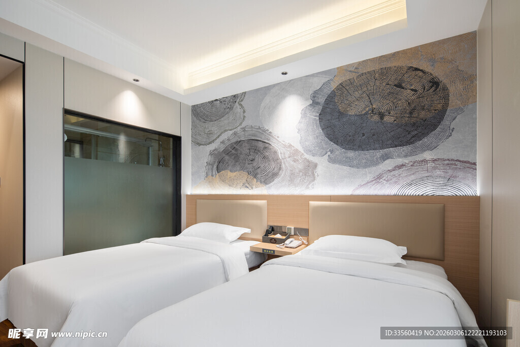 现代简约风格双床酒店客房