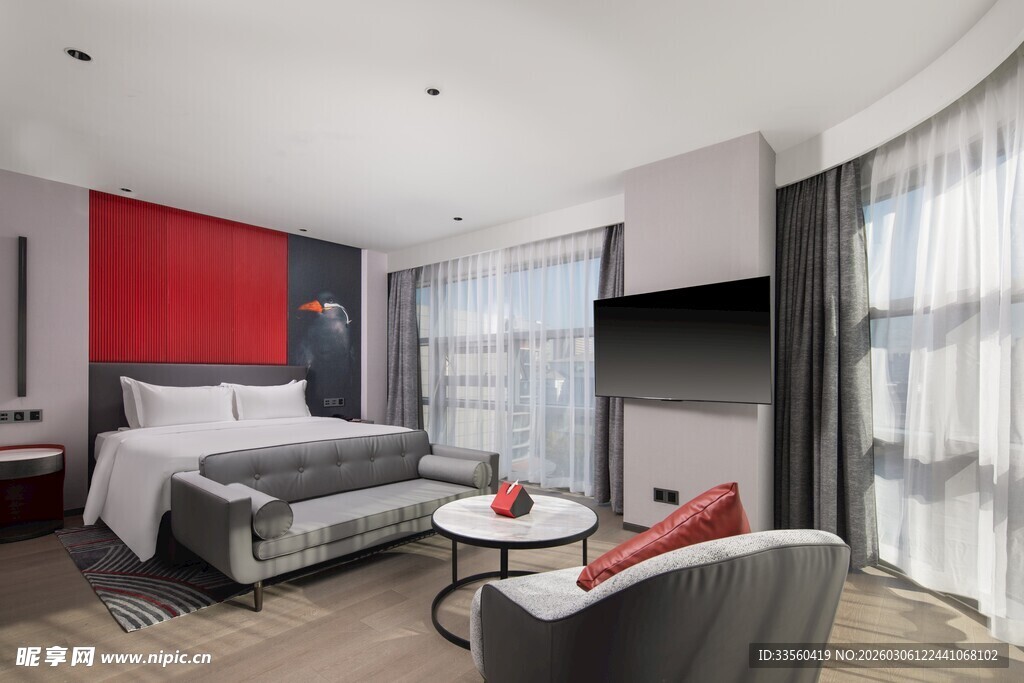 现代时尚卧室室内场景