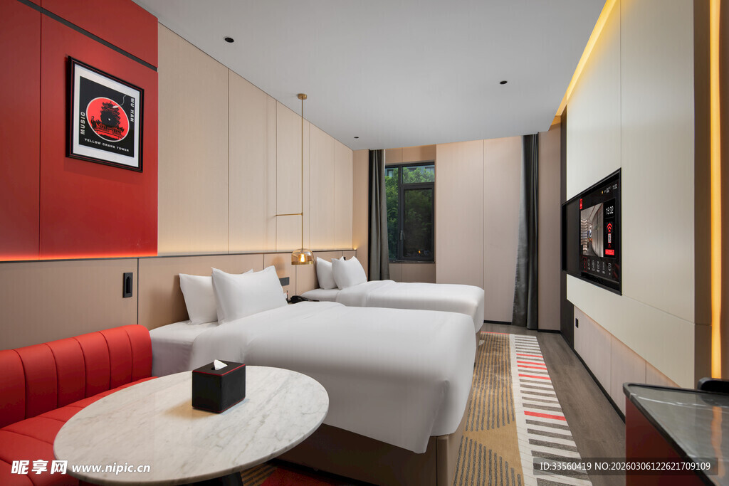 现代简约风格双床酒店客房