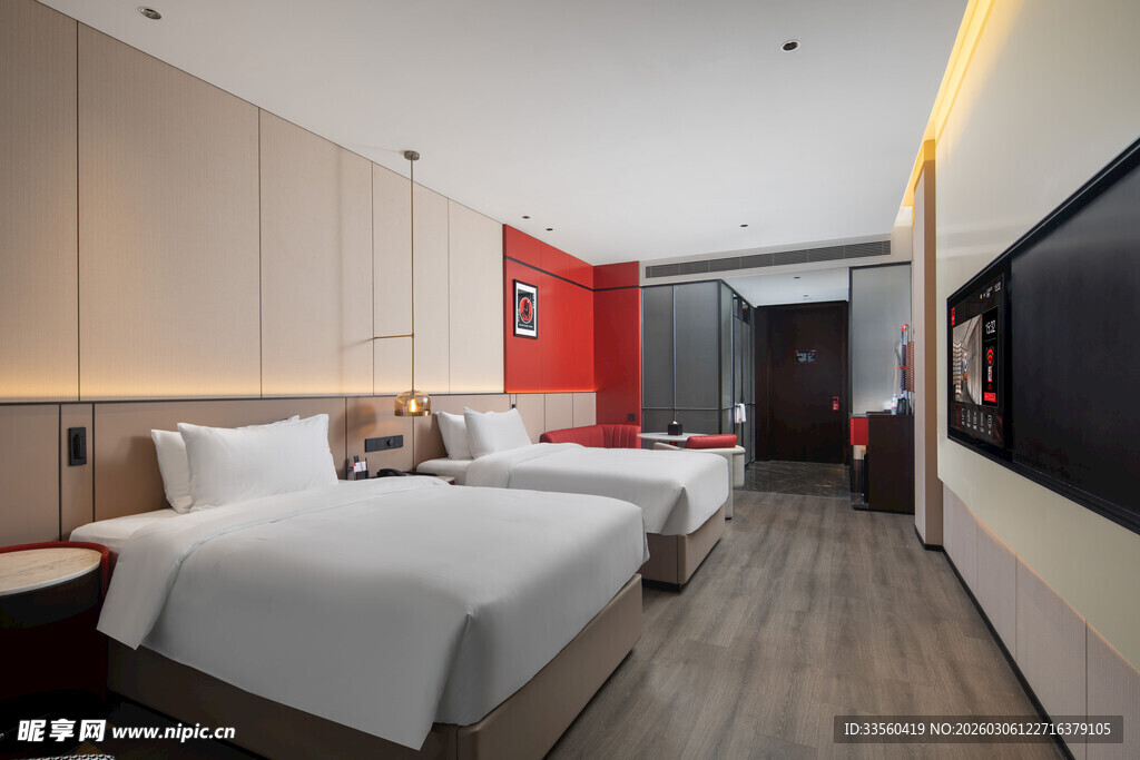 现代简约风格双床酒店客房