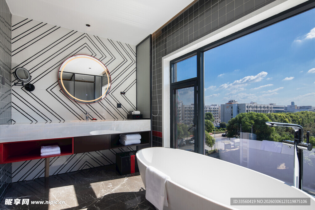 现代简约风卧室大窗景观