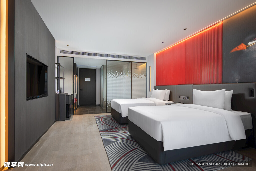 现代风格双床酒店客房