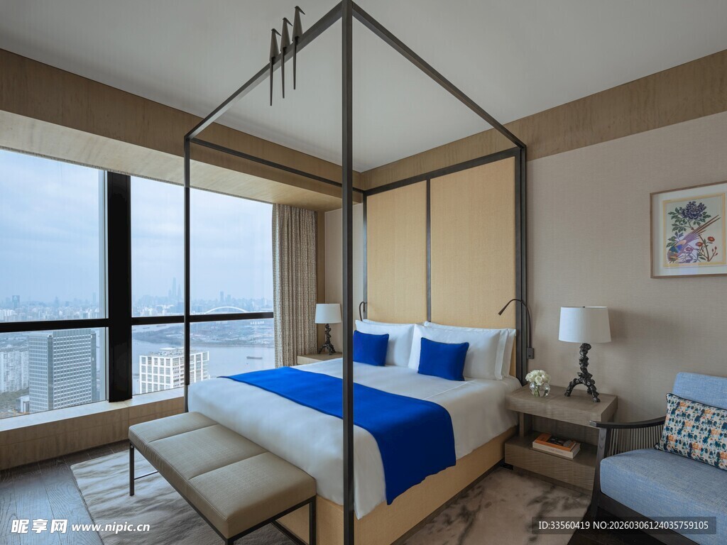 现代豪华四柱卧室景观