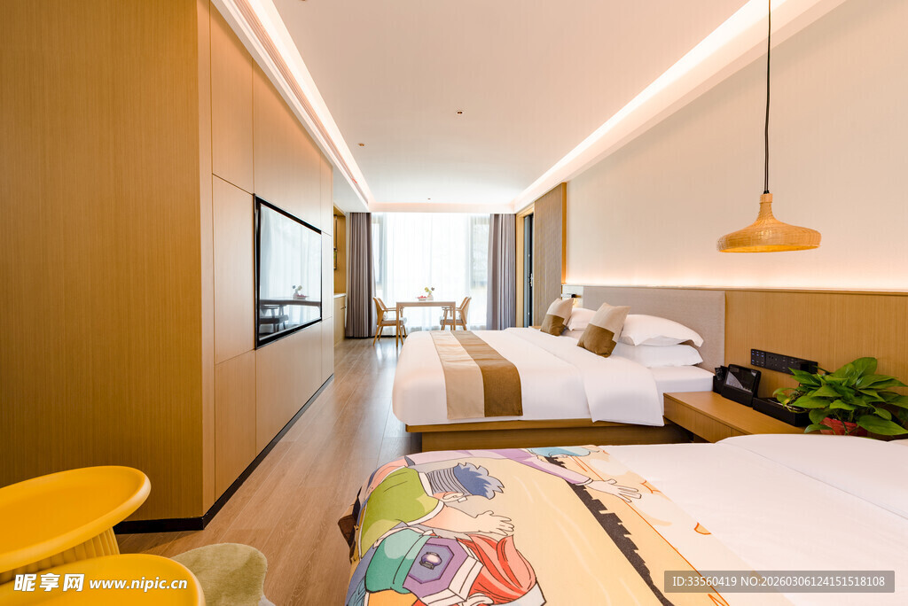 温馨现代风酒店客房空间