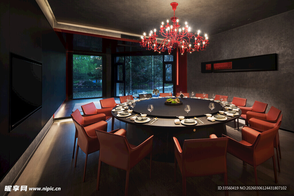 豪华中式风格圆桌餐厅场景