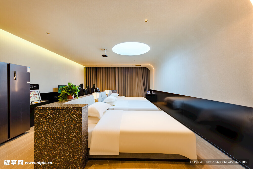 现代简约风格双床酒店房间